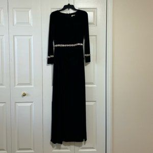 Calvin Klein Long Black formal gown with bead trim.  Size 6